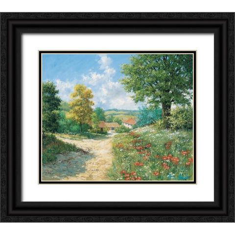 Springtime Black Ornate Wood Framed Art Print with Double Matting by Motz, Peter