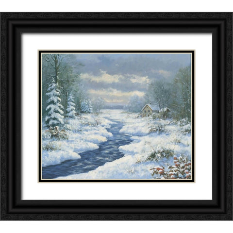 Autumn morning Black Ornate Wood Framed Art Print with Double Matting by Motz, Peter