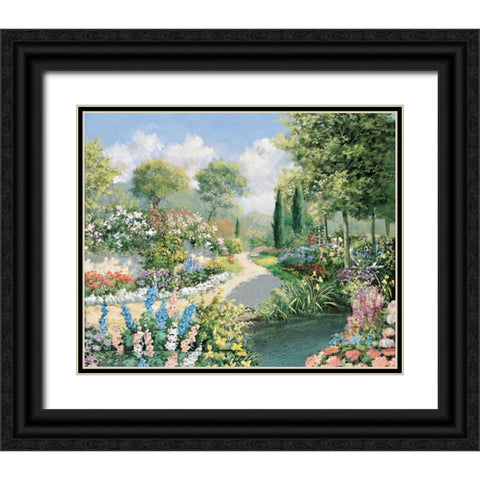 Delightful park Black Ornate Wood Framed Art Print with Double Matting by Motz, Peter