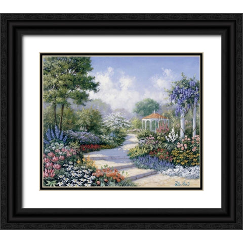 Walking through the park Black Ornate Wood Framed Art Print with Double Matting by Motz, Peter