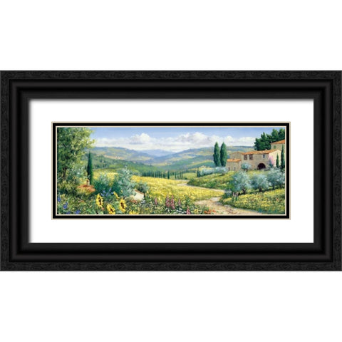 View over Toscane Black Ornate Wood Framed Art Print with Double Matting by Motz, Peter