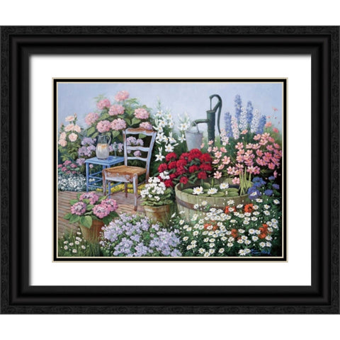 Ellys Gardening Black Ornate Wood Framed Art Print with Double Matting by Motz, Peter