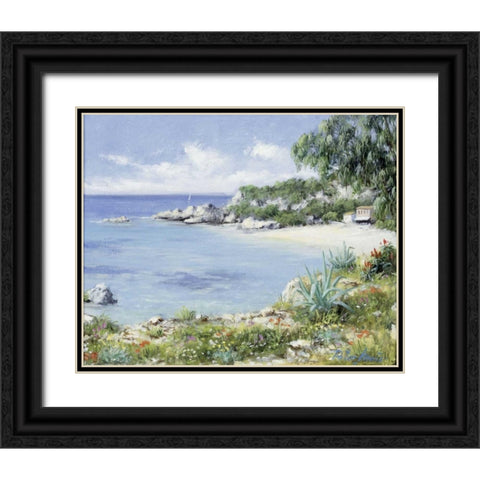 Lakebeach Black Ornate Wood Framed Art Print with Double Matting by Motz, Peter