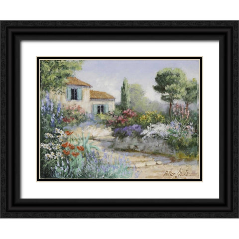 Garden impression Black Ornate Wood Framed Art Print with Double Matting by Motz, Peter