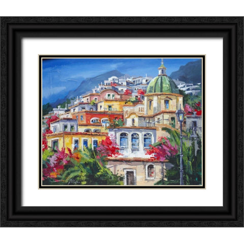Costa Amalfitana Black Ornate Wood Framed Art Print with Double Matting by di Viccaro, Roberto