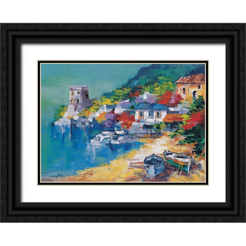 Costiera Amalfitana Black Ornate Wood Framed Art Print with Double Matting by di Viccaro, Roberto