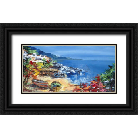 Barche a riva Black Ornate Wood Framed Art Print with Double Matting by di Viccaro, Roberto