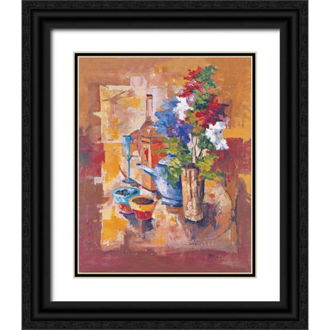 Composizione con fiori Black Ornate Wood Framed Art Print with Double Matting by di Viccaro, Roberto