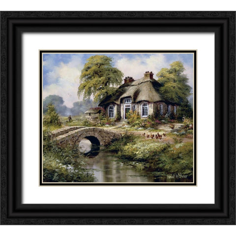English cottage I Black Ornate Wood Framed Art Print with Double Matting by Withaar, Reint