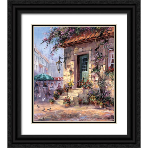 Sidewalk cafe Black Ornate Wood Framed Art Print with Double Matting by Withaar, Reint