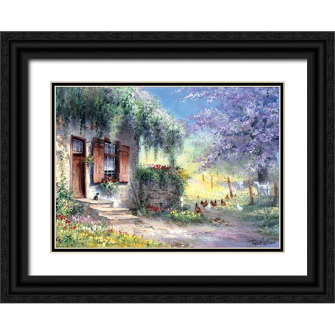 Unexpected visitors Black Ornate Wood Framed Art Print with Double Matting by Withaar, Reint