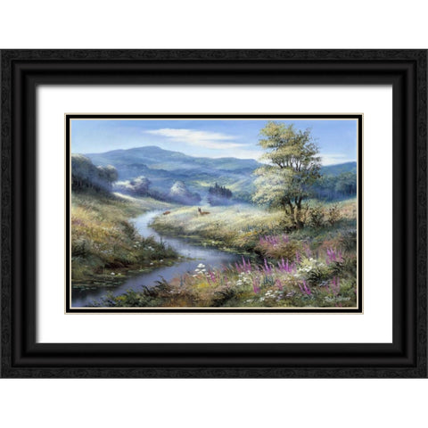 Lonely deers Black Ornate Wood Framed Art Print with Double Matting by Withaar, Reint