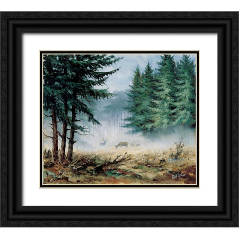 Morning in mist Black Ornate Wood Framed Art Print with Double Matting by Withaar, Reint