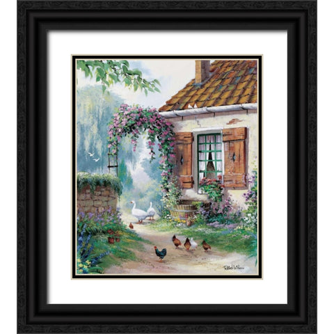 The farmers courtyard Black Ornate Wood Framed Art Print with Double Matting by Withaar, Reint