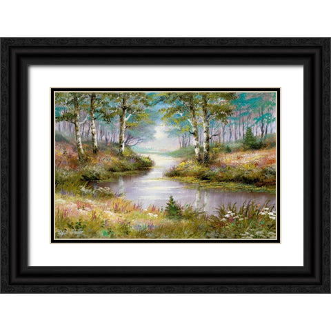 Mysterious stream Black Ornate Wood Framed Art Print with Double Matting by Withaar, Reint