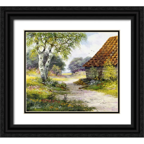 Path Black Ornate Wood Framed Art Print with Double Matting by Withaar, Reint