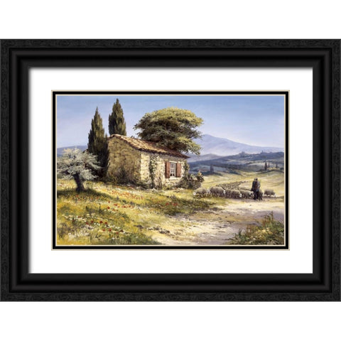 Space Black Ornate Wood Framed Art Print with Double Matting by Withaar, Reint