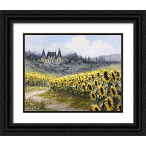 Sunflowers Black Ornate Wood Framed Art Print with Double Matting by Withaar, Reint