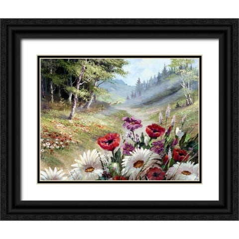 Poppy Morning Black Ornate Wood Framed Art Print with Double Matting by Withaar, Reint