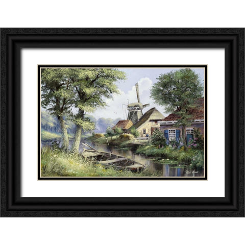 Dutch country scene Black Ornate Wood Framed Art Print with Double Matting by Withaar, Reint