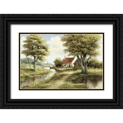 Dutch country scene Black Ornate Wood Framed Art Print with Double Matting by Withaar, Reint