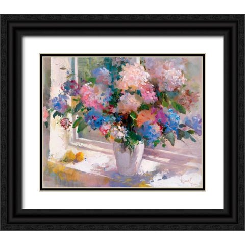 Hydrangea Black Ornate Wood Framed Art Print with Double Matting by Camel, Stefanie