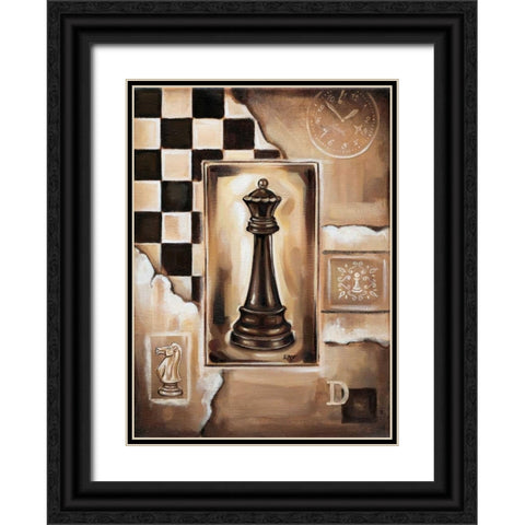 Chess Queen Black Ornate Wood Framed Art Print with Double Matting by Fields, Wendy