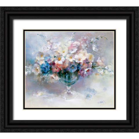 Crystal flowers Black Ornate Wood Framed Art Print with Double Matting by Haenraets, Willem