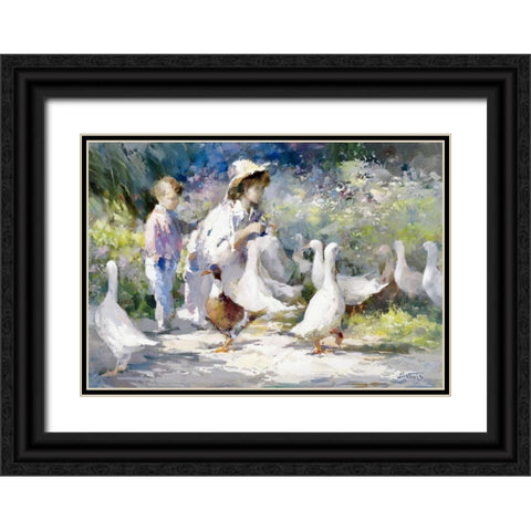 Feeding time Black Ornate Wood Framed Art Print with Double Matting by Haenraets, Willem