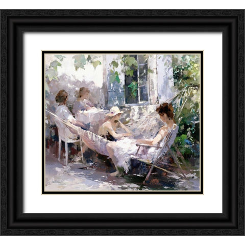 Tell me a story Black Ornate Wood Framed Art Print with Double Matting by Haenraets, Willem