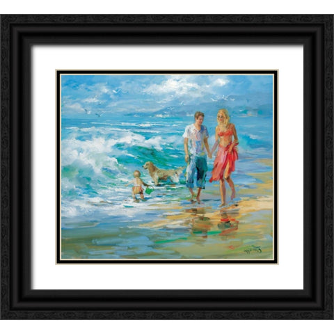 Happy family II Black Ornate Wood Framed Art Print with Double Matting by Haenraets, Willem