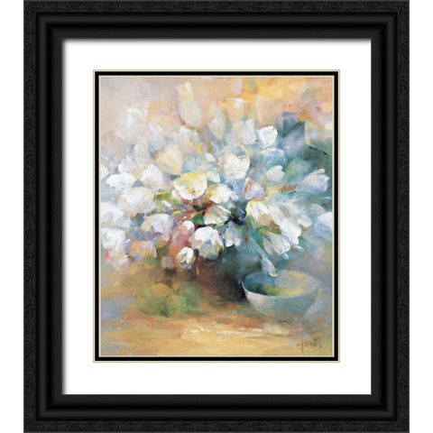 Sparkling white tulips I Black Ornate Wood Framed Art Print with Double Matting by Haenraets, Willem