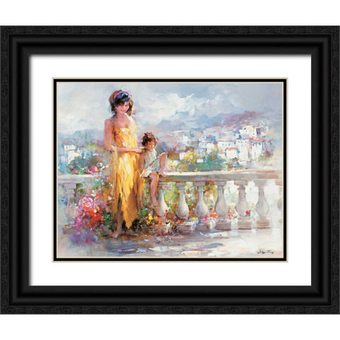 Happy together Black Ornate Wood Framed Art Print with Double Matting by Haenraets, Willem