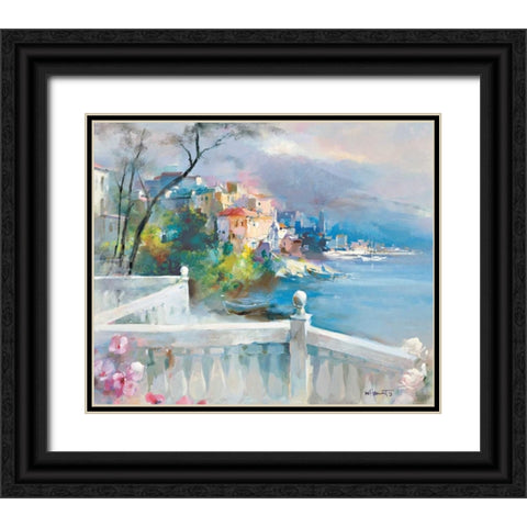 Staring at the distance Black Ornate Wood Framed Art Print with Double Matting by Haenraets, Willem