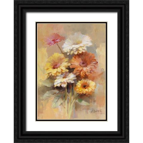 Floral bouquet I Black Ornate Wood Framed Art Print with Double Matting by Haenraets, Willem
