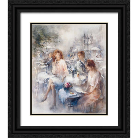 Terrace Black Ornate Wood Framed Art Print with Double Matting by Haenraets, Willem