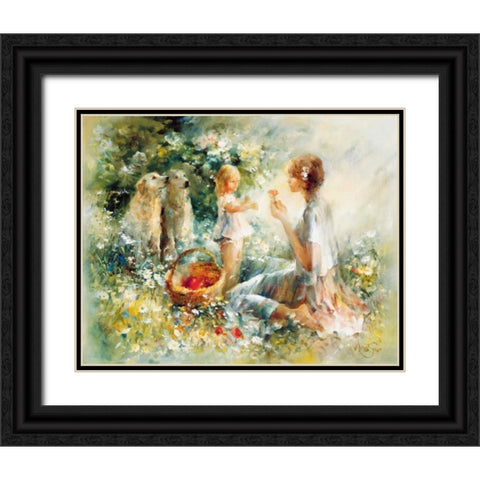 Picnic Black Ornate Wood Framed Art Print with Double Matting by Haenraets, Willem