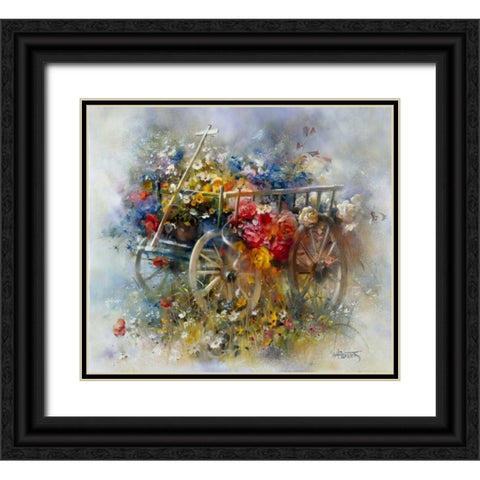 Flower barrow Black Ornate Wood Framed Art Print with Double Matting by Haenraets, Willem