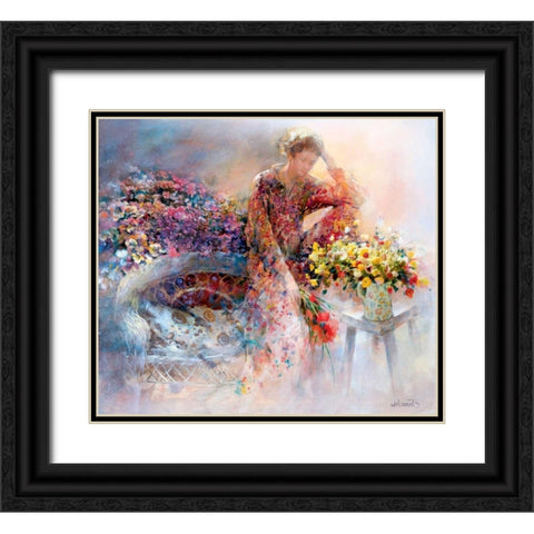 Thinking of you Black Ornate Wood Framed Art Print with Double Matting by Haenraets, Willem