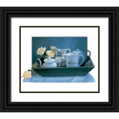 Tea time Black Ornate Wood Framed Art Print with Double Matting by Roelofs, Wouter