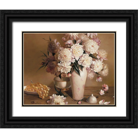 Summer roses Black Ornate Wood Framed Art Print with Double Matting by Roelofs, Wouter