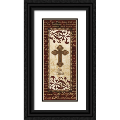 GIVE THANKS PANEL Black Ornate Wood Framed Art Print with Double Matting by Artique Studio