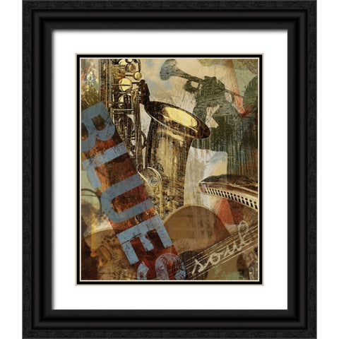 THE BLUES Black Ornate Wood Framed Art Print with Double Matting by Yang, Eric