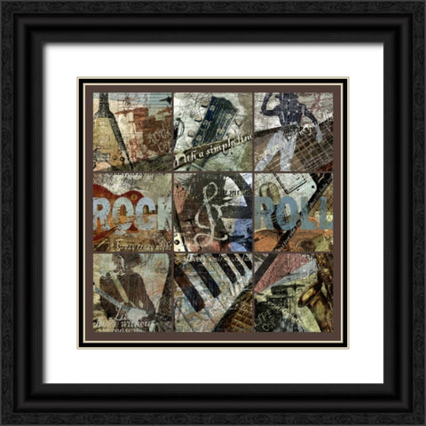 ROCK and ROLL 9-PATCH- with grid Black Ornate Wood Framed Art Print with Double Matting by Yang, Eric