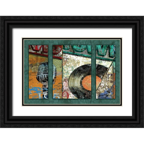 HITS TOWN 1959 - triptych Black Ornate Wood Framed Art Print with Double Matting by Yang, Eric