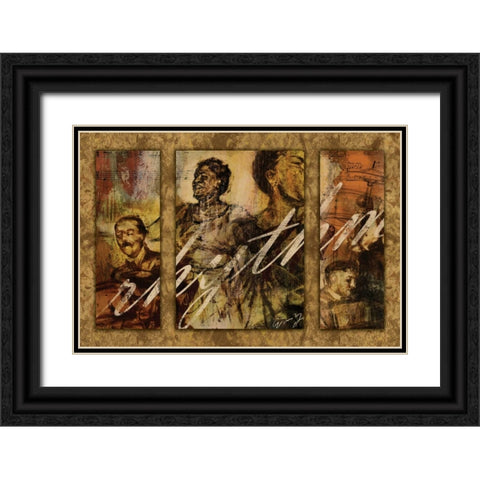RHYTHM - triptych Black Ornate Wood Framed Art Print with Double Matting by Yang, Eric
