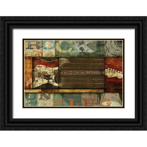 ROCK GUITAR Black Ornate Wood Framed Art Print with Double Matting by Yang, Eric