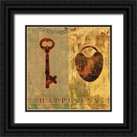 HAPPINESS Black Ornate Wood Framed Art Print with Double Matting by Yang, Eric