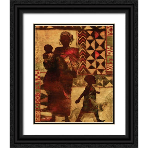 MOTHER and CHILDREN Black Ornate Wood Framed Art Print with Double Matting by Yang, Eric