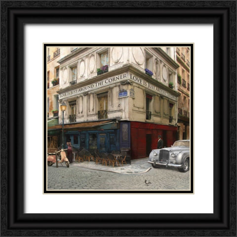 LOVE IS JUST AROUND THE CORNER Black Ornate Wood Framed Art Print with Double Matting by Yang, Eric